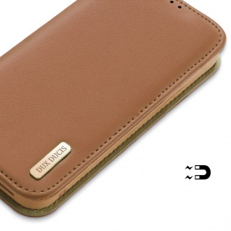 Dux Ducis Hivo Leather Flip Cover Genuine Leather Wallet for Cards and Documents iPhone 14 Plus Brown