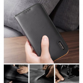 Dux Ducis Hivo Leather Flip Cover Genuine Leather Wallet for Cards and Documents iPhone 14 Pro Black