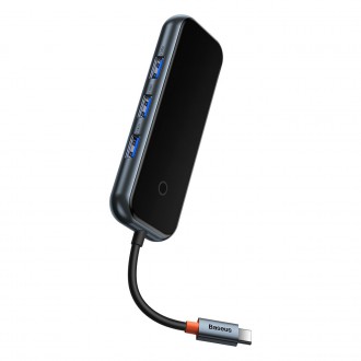Baseus AcmeJoy HUB 4portový (USB-C na 1x USB-C PD&amp;Data/3x USB3.0) tmavě šedý (WKJZ010013)