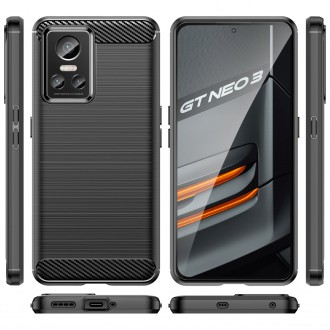 Pouzdro Carbon Case pro Realme GT Neo 3 flexibilní silikonový karbonový kryt černý