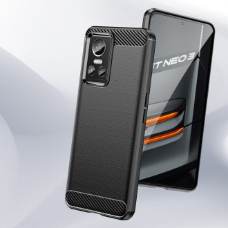 Pouzdro Carbon Case pro Realme GT Neo 3 flexibilní silikonový karbonový kryt černý