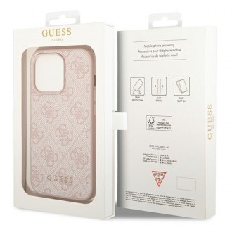 Guess GUHCP14LG4GFPI iPhone 14 Pro 6,1" różowy/pink hard case 4G Metal Gold Logo