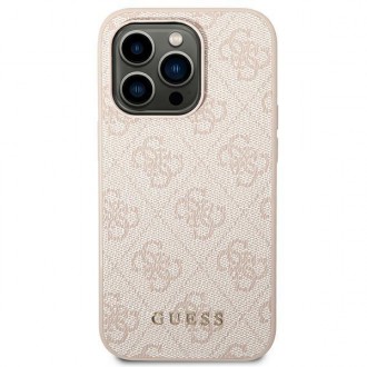 Guess GUHCP14XG4GFPI iPhone 14 Pro Max 6,7" różowy/pink hard case 4G Metal Gold Logo