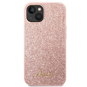 Guess GUHCP14SHGGSHP iPhone 14 6,1" różowy/pink hard case Glitter Script