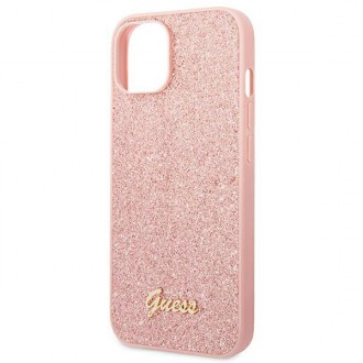Guess GUHCP14SHGGSHP iPhone 14 6,1" różowy/pink hard case Glitter Script