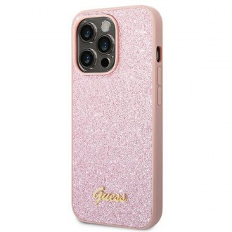 Guess GUHCP14LHGGSHP iPhone 14 Pro 6,1" różowy/pink hard case Glitter Script