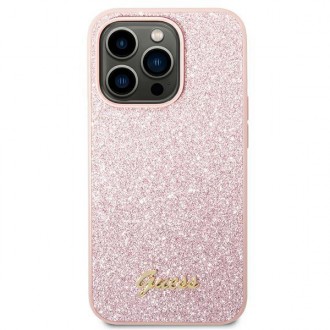 Guess GUHCP14LHGGSHP iPhone 14 Pro 6,1" różowy/pink hard case Glitter Script