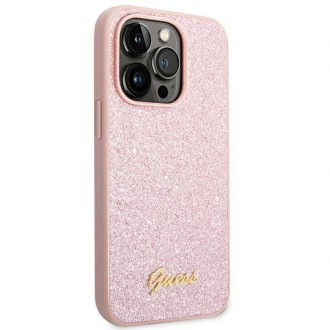 Guess GUHCP14LHGGSHP iPhone 14 Pro 6,1" różowy/pink hard case Glitter Script