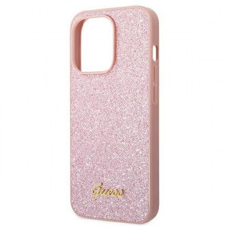 Guess GUHCP14LHGGSHP iPhone 14 Pro 6,1" różowy/pink hard case Glitter Script