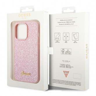 Guess GUHCP14LHGGSHP iPhone 14 Pro 6,1" różowy/pink hard case Glitter Script