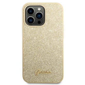 Guess GUHCP14XHGGSHD iPhone 14 Pro Max 6,7" złoty/gold hard case Glitter Script