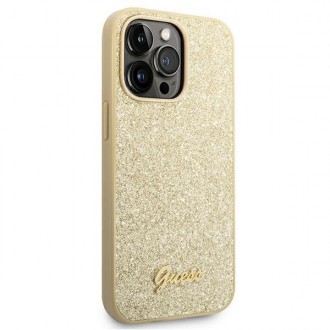 Guess GUHCP14XHGGSHD iPhone 14 Pro Max 6,7" złoty/gold hard case Glitter Script