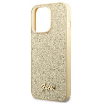 Guess GUHCP14XHGGSHD iPhone 14 Pro Max 6,7" złoty/gold hard case Glitter Script