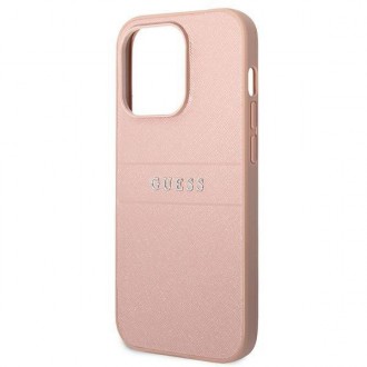 Guess GUHCP14LPSASBPI iPhone 14 Pro 6,1" różowy/pink Saffiano Strap