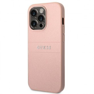 Guess GUHCP14XPSASBPI iPhone 14 Pro Max 6,7" różowy/pink Saffiano Strap