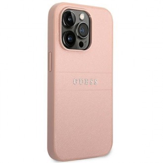 Guess GUHCP14XPSASBPI iPhone 14 Pro Max 6,7" różowy/pink Saffiano Strap