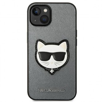 Karl Lagerfeld KLHCP14SSAPCHG iPhone 14 6,1" hardcase srebrny/silver Saffiano Choupette Head Patch