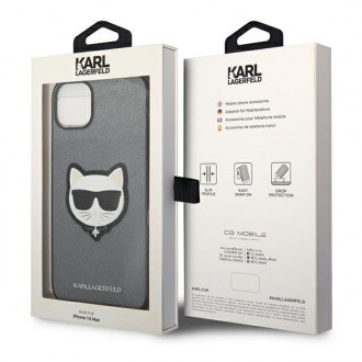 Karl Lagerfeld KLHCP14SSAPCHG iPhone 14 6,1" hardcase srebrny/silver Saffiano Choupette Head Patch