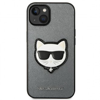 Karl Lagerfeld KLHCP14MSAPCHG iPhone 14 Plus 6,7" hardcase srebrny/silver Saffiano Choupette Head Patch