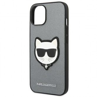 Karl Lagerfeld KLHCP14MSAPCHG iPhone 14 Plus 6,7" hardcase srebrny/silver Saffiano Choupette Head Patch