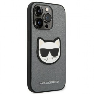 Karl Lagerfeld KLHCP14XSAPCHG iPhone 14 Pro Max 6,7" hardcase srebrny/silver Saffiano Choupette Head Patch