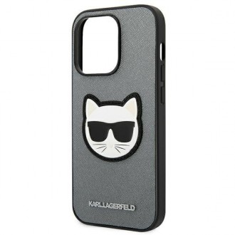 Karl Lagerfeld KLHCP14XSAPCHG iPhone 14 Pro Max 6,7" hardcase srebrny/silver Saffiano Choupette Head Patch