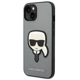Karl Lagerfeld KLHCP14MSAPKHG iPhone 14 Plus 6,7" srebrny/silver hardcase Saffiano Karl`s Head Patch