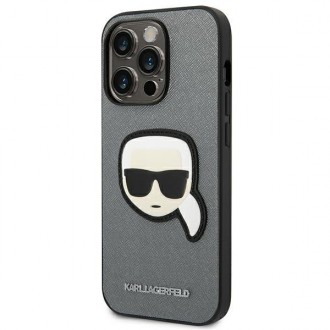 Karl Lagerfeld KLHCP14LSAPKHG iPhone 14 Pro 6,1" srebrny/silver hardcase Saffiano Karl`s Head Patch