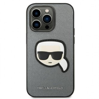 Karl Lagerfeld KLHCP14LSAPKHG iPhone 14 Pro 6,1" srebrny/silver hardcase Saffiano Karl`s Head Patch