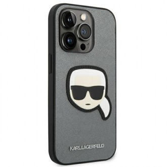 Karl Lagerfeld KLHCP14LSAPKHG iPhone 14 Pro 6,1" srebrny/silver hardcase Saffiano Karl`s Head Patch