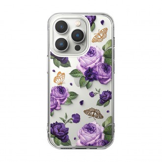 Ringke Fusion Design Armor Case Cover with Gel Frame for iPhone 14 Pro transparent (Purple rose) (FD641E29)