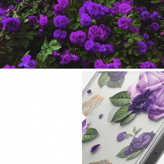 Ringke Fusion Design Armor Case Cover with Gel Frame for iPhone 14 Pro transparent (Purple rose) (FD641E29)
