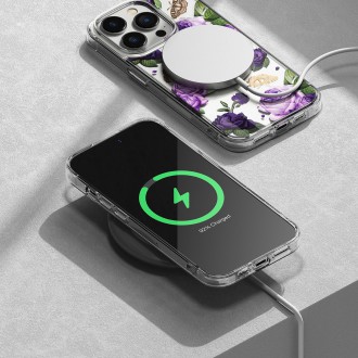 Ringke Fusion Design Armor Case Cover with Gel Frame for iPhone 14 Pro transparent (Purple rose) (FD641E29)