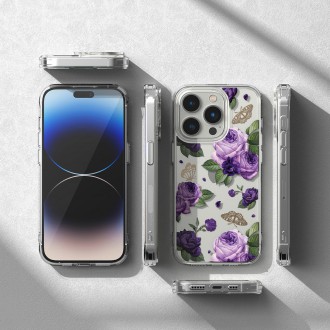 Ringke Fusion Design Armor Case Cover with Gel Frame for iPhone 14 Pro transparent (Purple rose) (FD641E29)