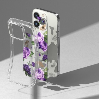 Ringke Fusion Design Armor Case Cover with Gel Frame for iPhone 14 Pro transparent (Purple rose) (FD641E29)