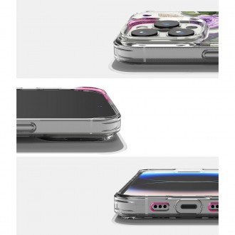 Ringke Fusion Design Armor Case Cover with Gel Frame for iPhone 14 Pro transparent (Purple rose) (FD641E29)