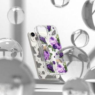 Ringke Fusion Design Armored Case Cover with Gel Frame for iPhone 14 Plus transparent (Purple rose) (FD637E29)