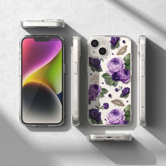 Ringke Fusion Design Armored Case Cover with Gel Frame for iPhone 14 Plus transparent (Purple rose) (FD637E29)