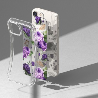 Ringke Fusion Design Armored Case Cover with Gel Frame for iPhone 14 Plus transparent (Purple rose) (FD637E29)