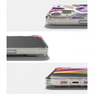 Ringke Fusion Design Armored Case Cover with Gel Frame for iPhone 14 Plus transparent (Purple rose) (FD637E29)