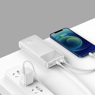 Baseus Bipow rychlonabíjecí power banka 20000mAh 15W bílá (Overseas Edition) + USB-A - Micro USB kabel 0,25m bílý (PPBD050102)