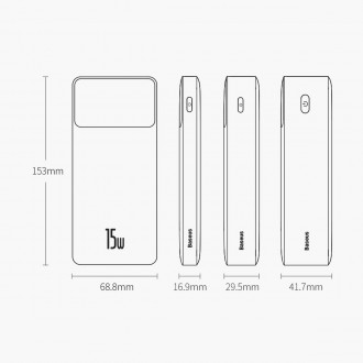 Baseus Bipow rychlonabíjecí power banka 20000mAh 15W bílá (Overseas Edition) + USB-A - Micro USB kabel 0,25m bílý (PPBD050102)