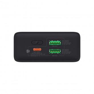 Powerbanka Baseus Adaman2 s digitálním displejem 20000mAh 30W 2 x USB / 1x USB Type C Power Delivery Quick Charge SCP, Oppo Super VOOC černá (PPAD0501