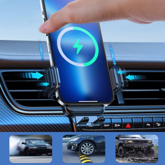Joyroom Automatic Car Holder 15W Qi Induction Charger for Air Vent Grille Black (JR-ZS298 air vent)