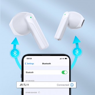 Joyroom TWS earphones wireless ENC waterproof IPX4 Bluetooth 5.3 white (JR-TL11)