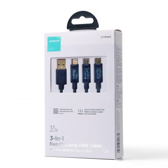 Joyroom 3in1 USB cable - USB Type C / Lightning / micro USB 3.5 A 1.2m blue (S-1T3015A5)