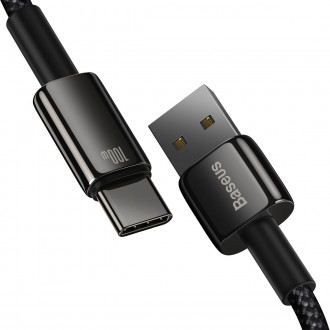 Baseus Tungsten Gold kabel USB-A - USB-C 480Mb/s 100W 1m černý (CAWJ000001)