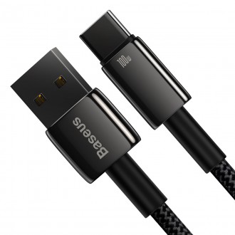 Baseus Tungsten Gold kabel USB-A - USB-C 480Mb/s 100W 1m černý (CAWJ000001)