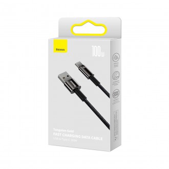 Baseus Tungsten Gold kabel USB-A - USB-C 480Mb/s 100W 1m černý (CAWJ000001)