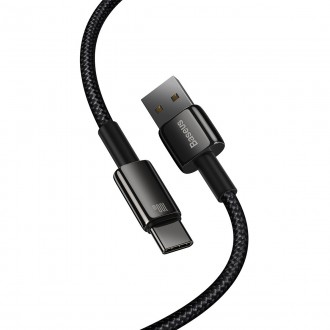 Baseus Tungsten Gold kabel USB-A - USB-C 480Mb/s 100W 1m černý (CAWJ000001)